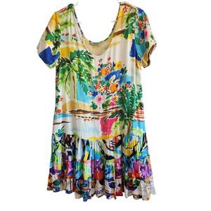 Jams World Hattie Dress Medium Floral Made In Hawaii Art to Wear Rayon